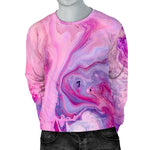 Purple Liquid Marble Print Men's Crewneck Sweatshirt GearFrost