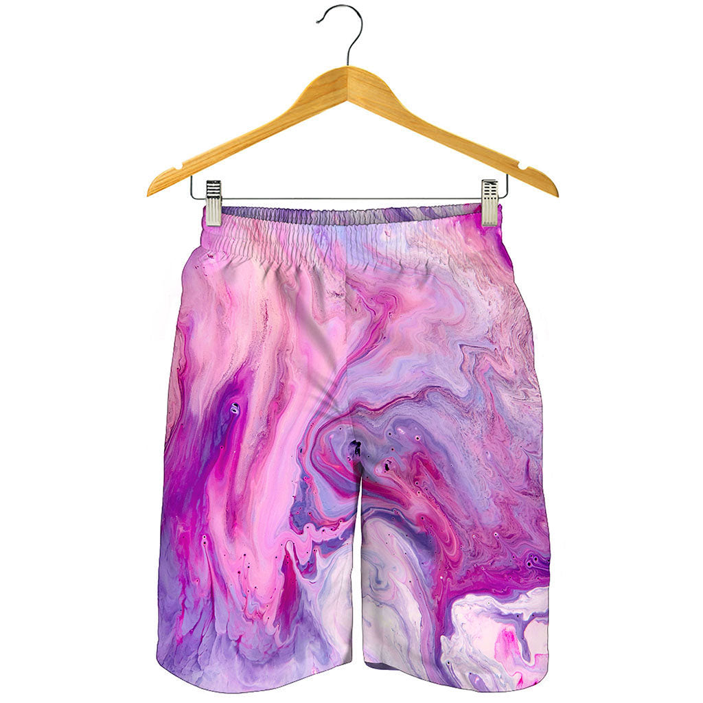 Purple Liquid Marble Print Men's Shorts