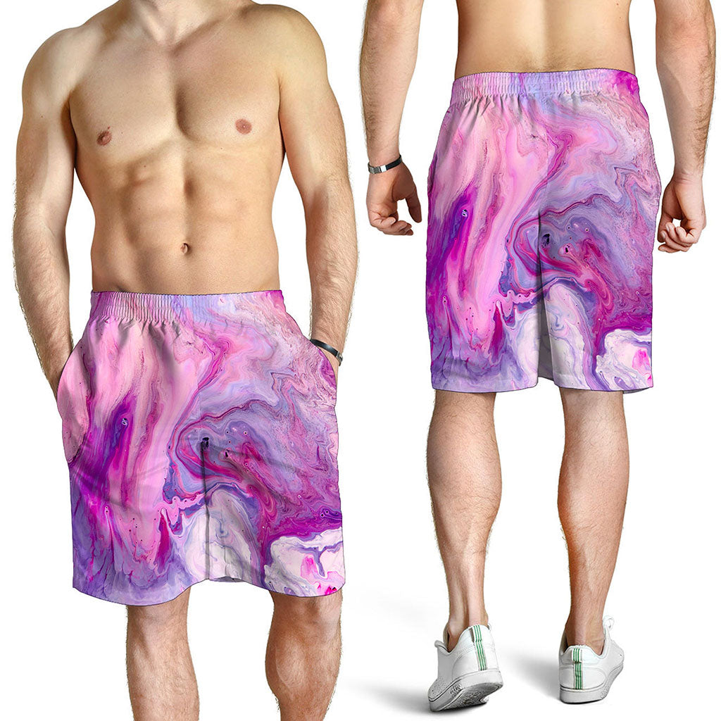Purple Liquid Marble Print Men's Shorts