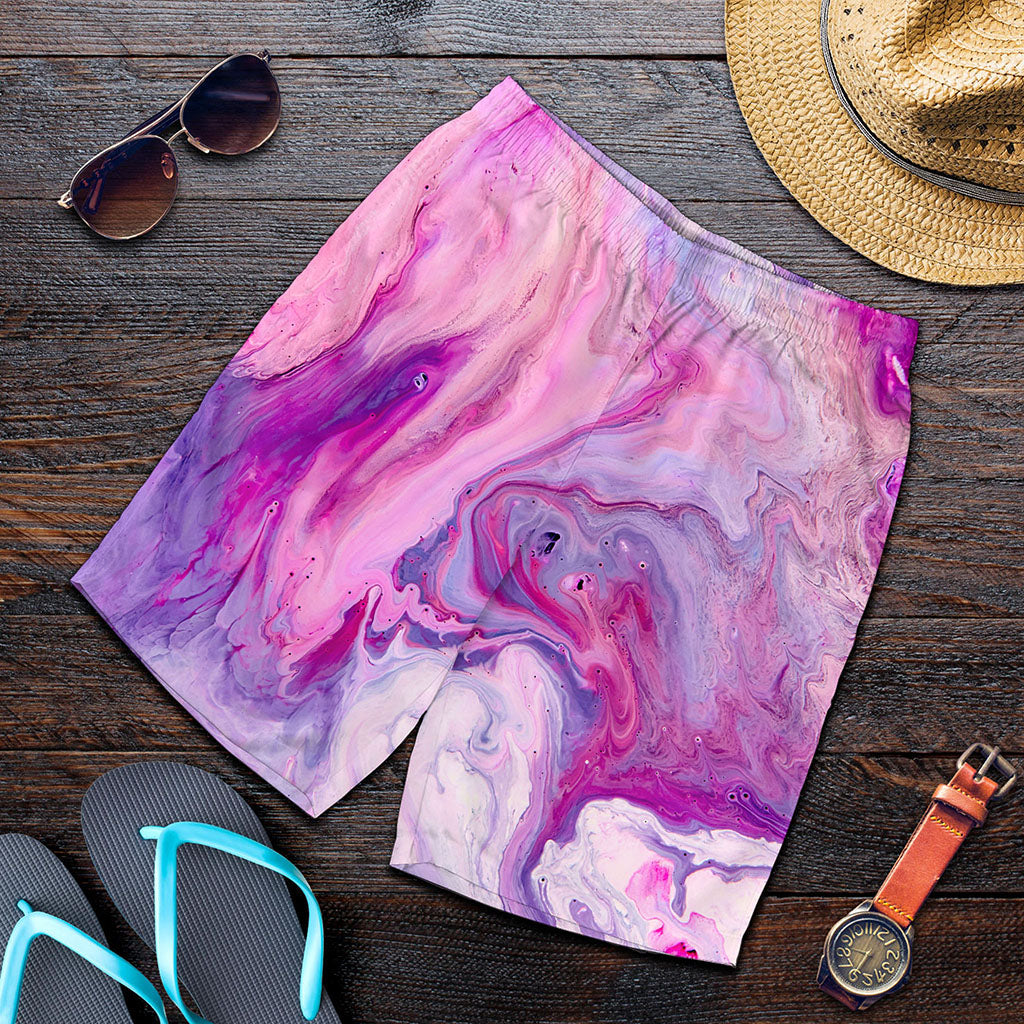 Purple Liquid Marble Print Men's Shorts