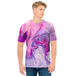 Purple Liquid Marble Print Men's T-Shirt