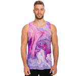 Purple Liquid Marble Print Men's Tank Top