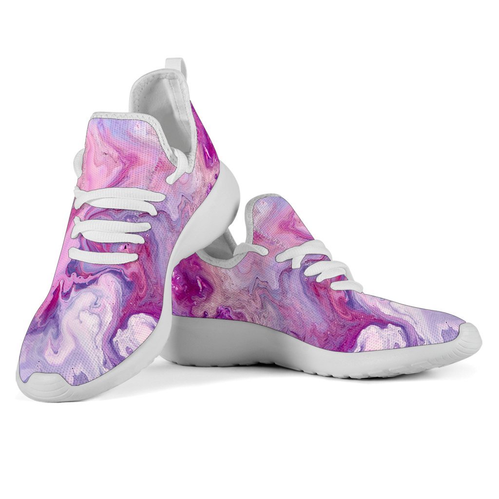 Purple Liquid Marble Print Mesh Knit Shoes GearFrost