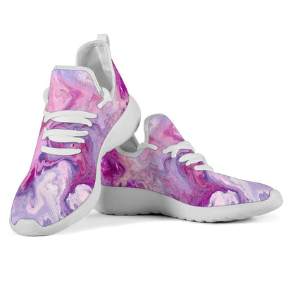 Purple Liquid Marble Print Mesh Knit Shoes GearFrost