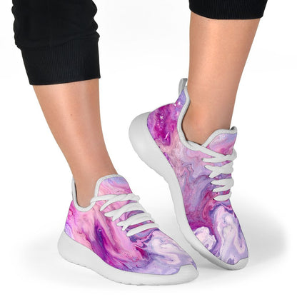 Purple Liquid Marble Print Mesh Knit Shoes GearFrost