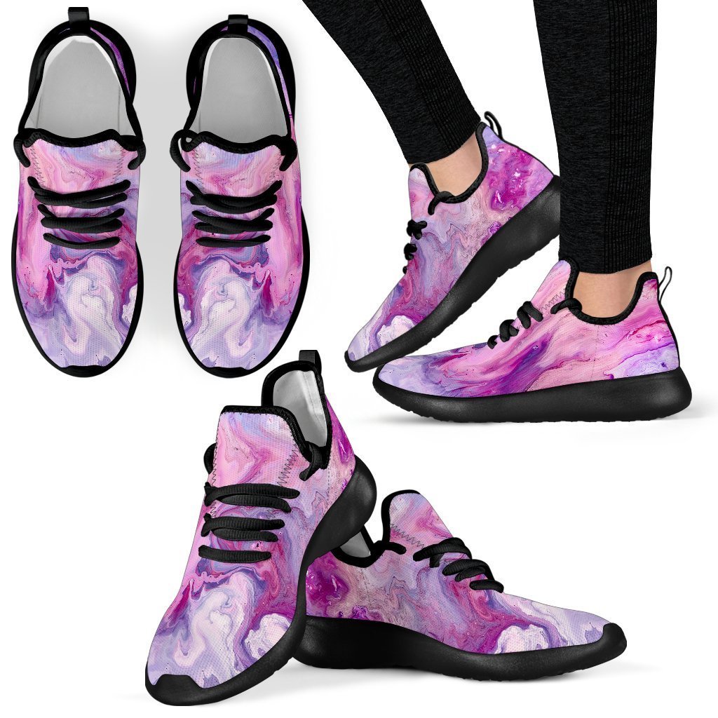 Purple Liquid Marble Print Mesh Knit Shoes GearFrost