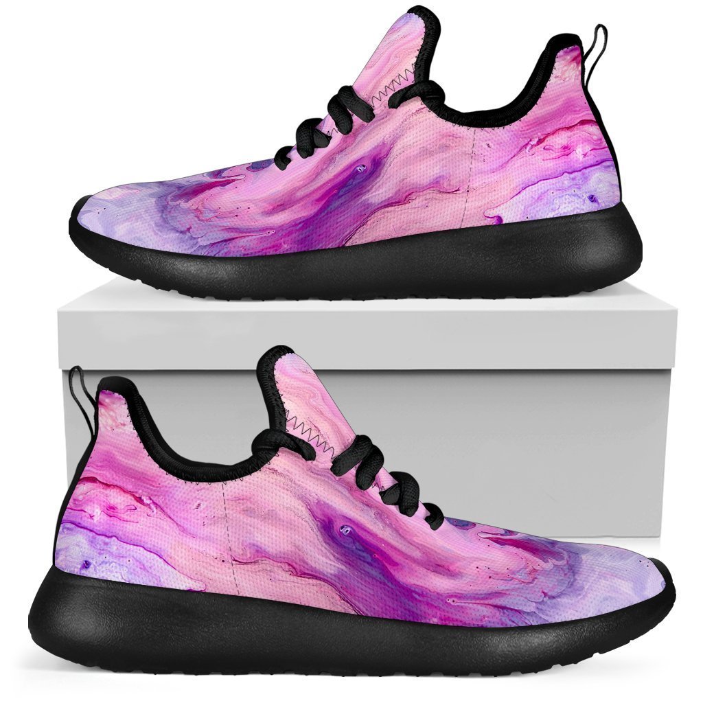 Purple Liquid Marble Print Mesh Knit Shoes GearFrost