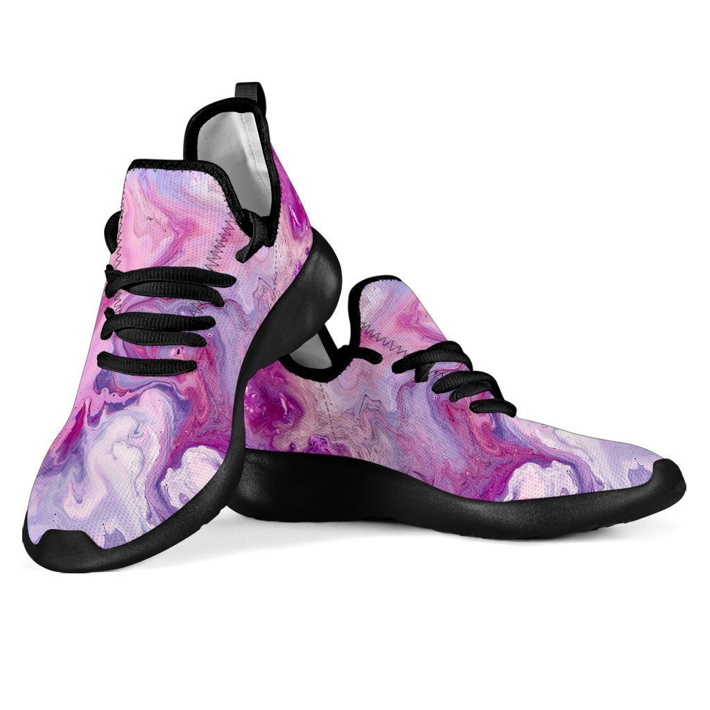 Purple Liquid Marble Print Mesh Knit Shoes GearFrost