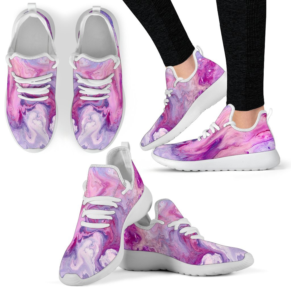 Purple Liquid Marble Print Mesh Knit Shoes GearFrost