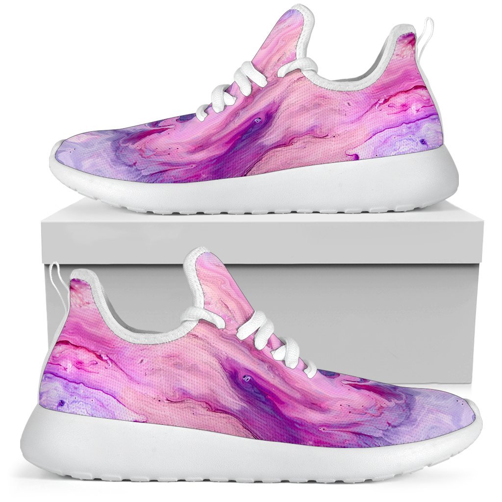 Purple Liquid Marble Print Mesh Knit Shoes GearFrost
