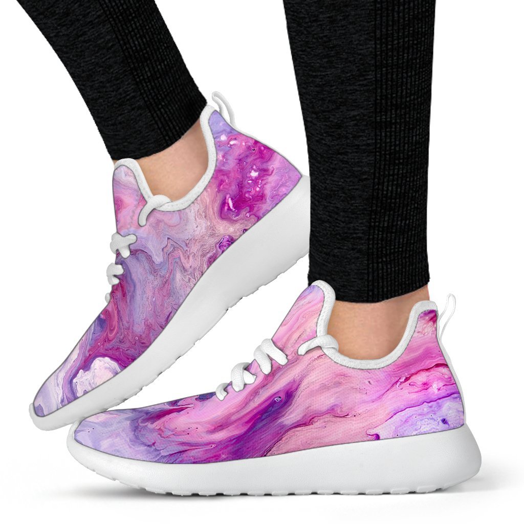 Purple Liquid Marble Print Mesh Knit Shoes GearFrost