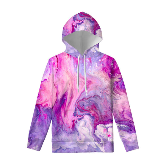 Purple Liquid Marble Print Pullover Hoodie