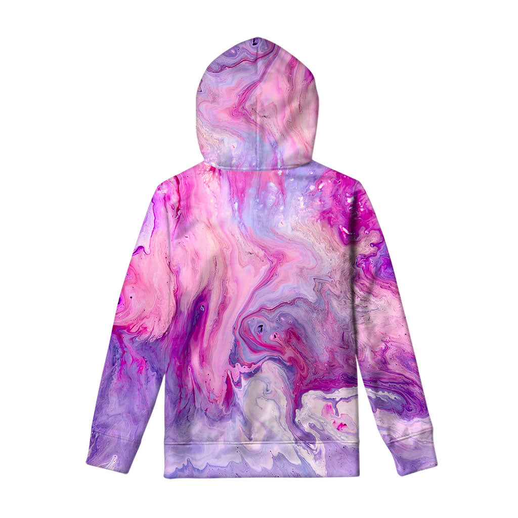 Purple Liquid Marble Print Pullover Hoodie