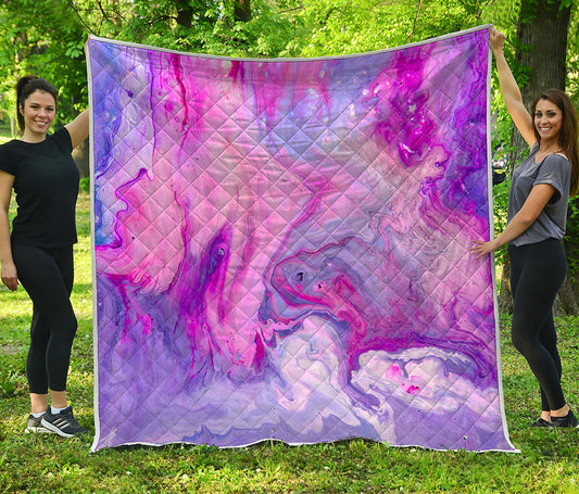 Purple Liquid Marble Print Quilt