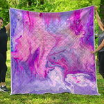 Purple Liquid Marble Print Quilt