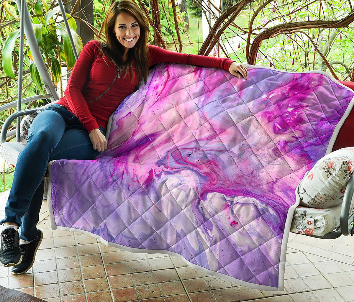 Purple Liquid Marble Print Quilt