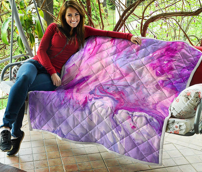 Purple Liquid Marble Print Quilt