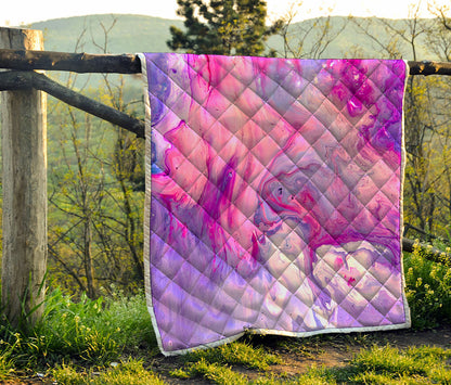Purple Liquid Marble Print Quilt