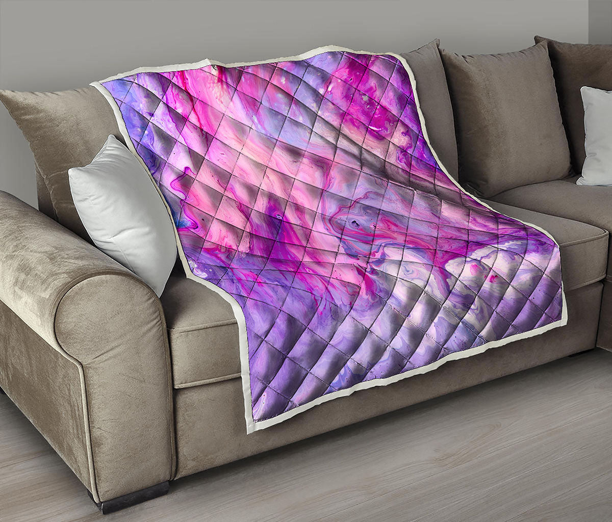 Purple Liquid Marble Print Quilt