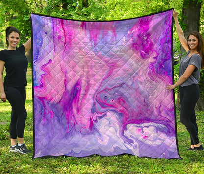 Purple Liquid Marble Print Quilt