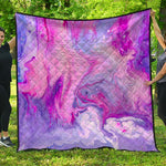 Purple Liquid Marble Print Quilt