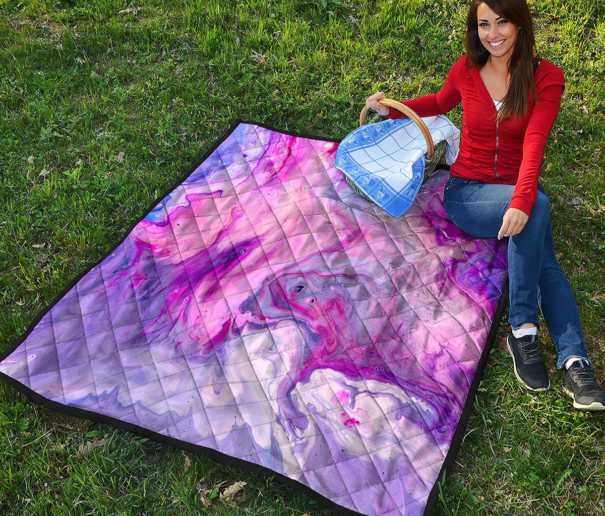 Purple Liquid Marble Print Quilt