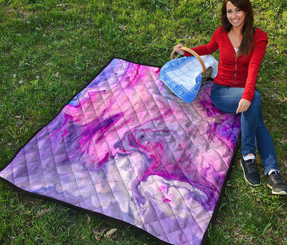 Purple Liquid Marble Print Quilt