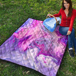 Purple Liquid Marble Print Quilt