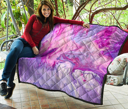Purple Liquid Marble Print Quilt