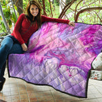 Purple Liquid Marble Print Quilt