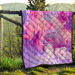 Purple Liquid Marble Print Quilt