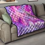 Purple Liquid Marble Print Quilt
