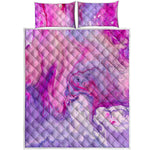 Purple Liquid Marble Print Quilt Bed Set