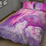 Purple Liquid Marble Print Quilt Bed Set