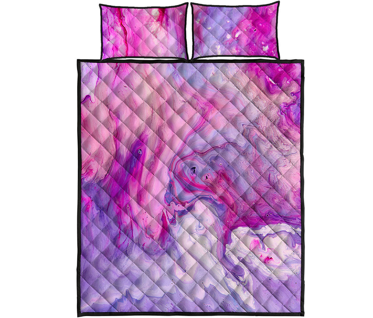 Purple Liquid Marble Print Quilt Bed Set