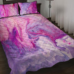 Purple Liquid Marble Print Quilt Bed Set