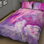 Purple Liquid Marble Print Quilt Bed Set