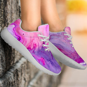 Purple Liquid Marble Print Sport Shoes GearFrost