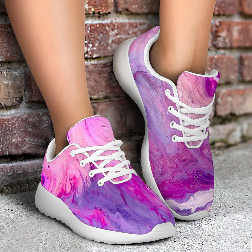 Purple Liquid Marble Print Sport Shoes GearFrost