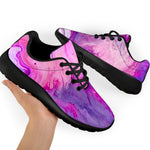 Purple Liquid Marble Print Sport Shoes GearFrost