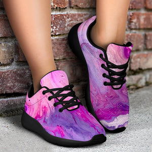 Purple Liquid Marble Print Sport Shoes GearFrost