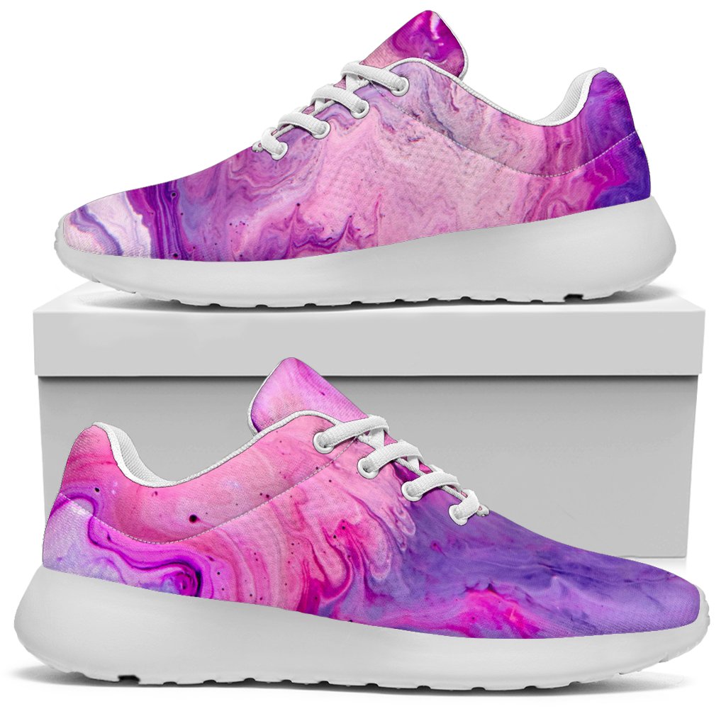 Purple Liquid Marble Print Sport Shoes GearFrost