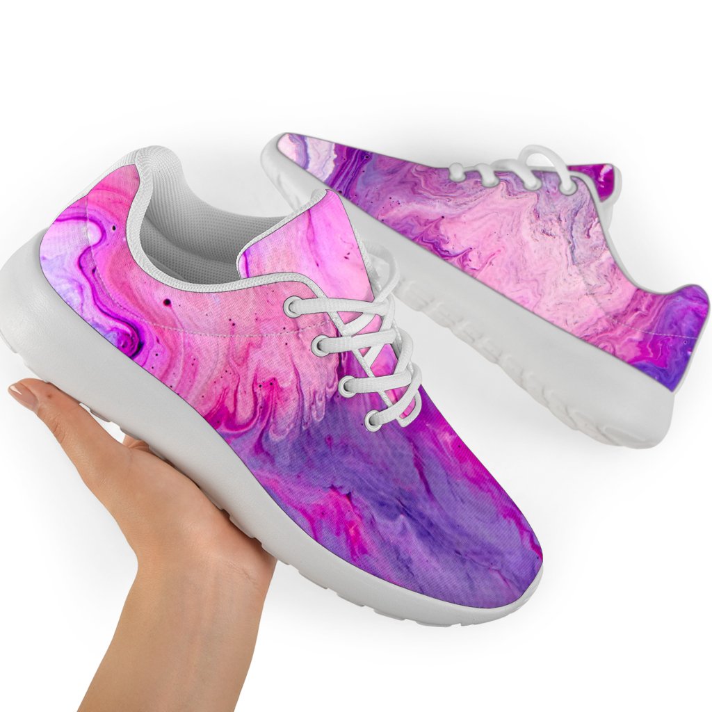 Purple Liquid Marble Print Sport Shoes GearFrost