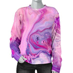 Purple Liquid Marble Print Women's Crewneck Sweatshirt GearFrost