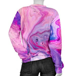 Purple Liquid Marble Print Women's Crewneck Sweatshirt GearFrost