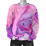 Purple Liquid Marble Print Women's Crewneck Sweatshirt GearFrost