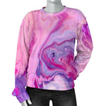 Purple Liquid Marble Print Women's Crewneck Sweatshirt GearFrost