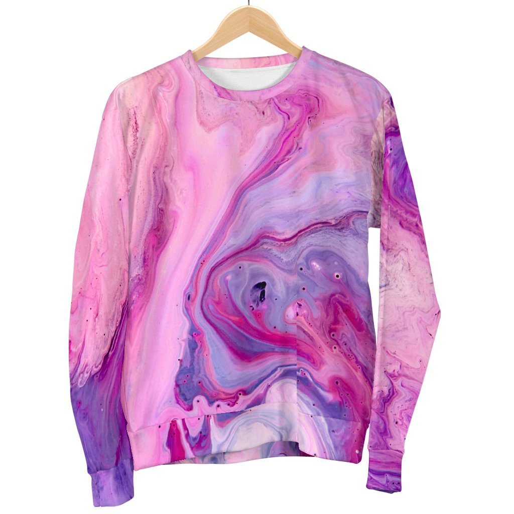 Purple Liquid Marble Print Women's Crewneck Sweatshirt GearFrost