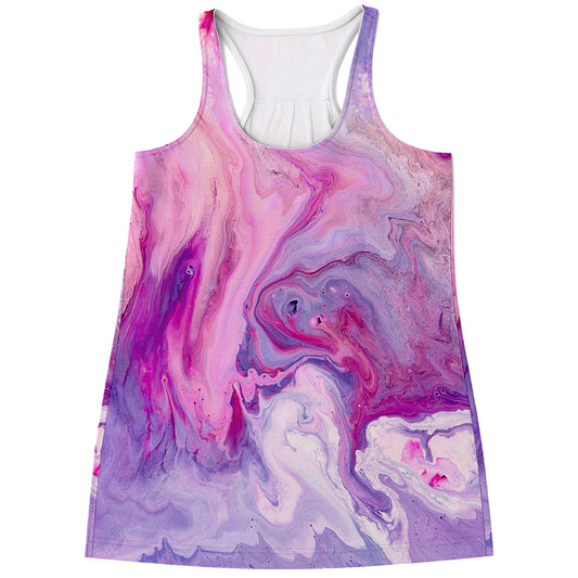 Purple Liquid Marble Print Women's Racerback Tank Top