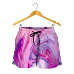 Purple Liquid Marble Print Women's Shorts
